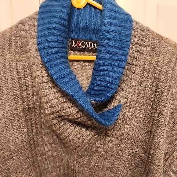 Escada Vintage Mohair Blend Gray Blue Size 38 Sweater Made W. Germany Rib Stitch - Picture 2 of 4